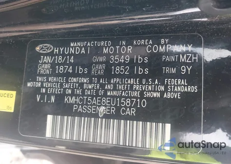 2014 Hyundai Accent Gs from USA, damaged, VIN KMHCT5AE8EU158710